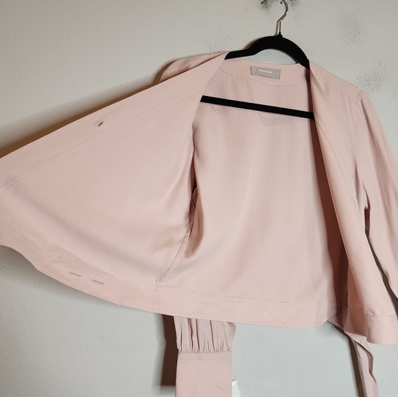 Everlane 100% Silk Pink Wrap Long Sleeve Top Washable Size 4 - Picture 10 of 14